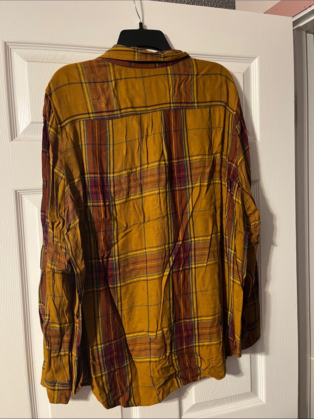 Mustard Plaid Long-Sleeve Button-Up Shirt - Picture 3 of 3